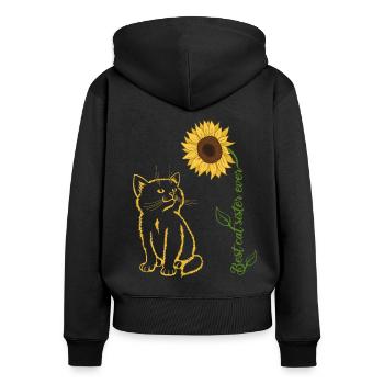 Meilleure sœur de chat de tous les temps - Sweat à capuche zippé Premium bio Femme - noir - Dos - Julia (174cm)