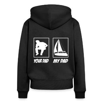 Segeln - Frauen Premium Bio Zip Hoodie - Schwarz - Hinten - Julia (174cm)