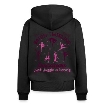 Gymnastik Tanz Baton Wirbeln Turnen - Frauen Premium Bio Zip Hoodie - Schwarz - Hinten - Julia (174cm)