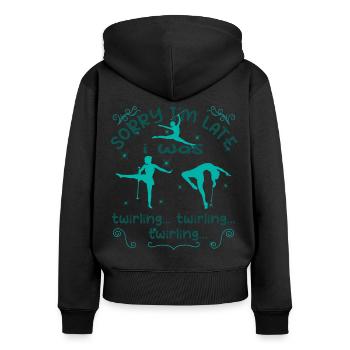 Gymnastik Tanz Baton Wirbeln Turnen - Frauen Premium Bio Zip Hoodie - Schwarz - Hinten - Julia (174cm)