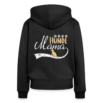 Hunde Mama - Frauen Premium Bio Zip Hoodie - Schwarz - Hinten - Julia (174cm)