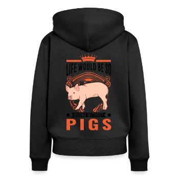Porc Cadeau Agriculteur Cochon - Sweat à capuche zippé Premium bio Femme - noir - Dos - Julia (174cm)