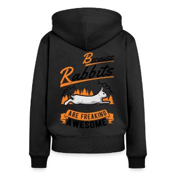 Kaninchen Geschenk Häschen Hase Kaninchen - Frauen Premium Bio Zip Hoodie - Schwarz - Hinten - Julia (174cm)