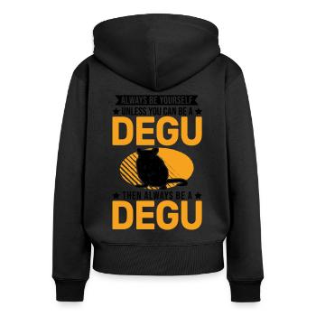 Always be yourself Degu Walddegu - Frauen Premium Bio Zip Hoodie - Schwarz - Hinten - Julia (174cm)