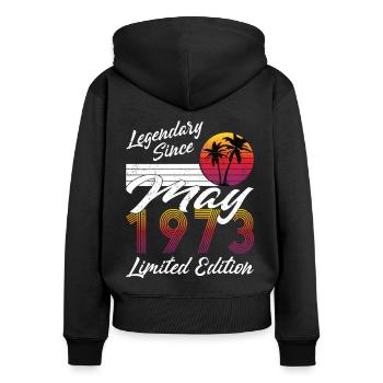 50th birthday born May 1973 Legendary 1973 - Women's Premium Organic Zip Hoodie - black - Back - Julia (174cm)