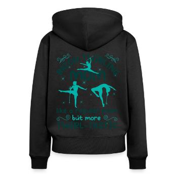 Gymnastik Tanz Baton Wirbeln Turnen - Frauen Premium Bio Zip Hoodie - Schwarz - Hinten - Julia (174cm)