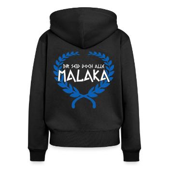 Griechenland Malaka Grieche - Frauen Premium Bio Zip Hoodie - Schwarz - Hinten - Julia (174cm)