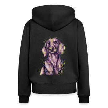 Dachshund Geschenk Dixie Wiener Doxie Dackel - Frauen Premium Bio Zip Hoodie - Schwarz - Hinten - Julia (174cm)