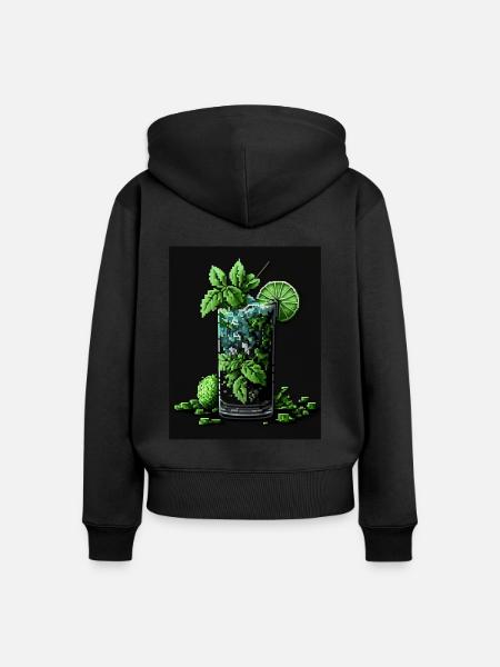 Pixel Art Mojito - Frauen Premium Bio Zip Hoodie - Schwarz