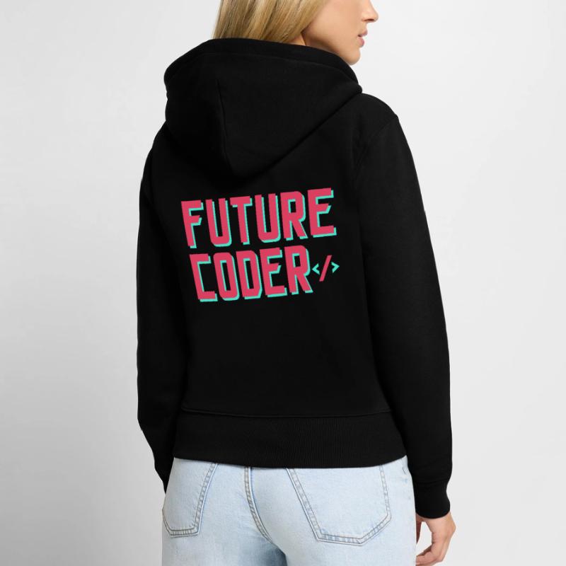 Programmeur de code de codage du futur codeur Sweat à capuche zippé Premium bio Femme