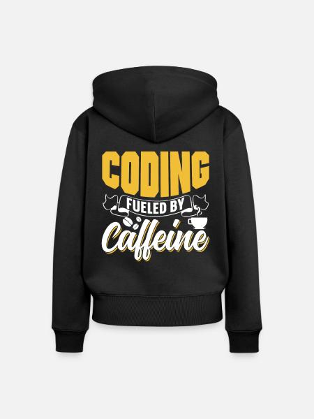 Programmieren Angetrieben Durch Koffein Coding - Frauen Premium Bio Zip Hoodie - Schwarz