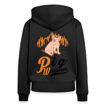 Pigs Whisperer Cadeau Farmer Pig - Sweat à capuche zippé Premium bio Femme - noir - Dos - Julia (174cm)