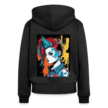 Rebellisches Mädchen - Frauen Premium Bio Zip Hoodie - Schwarz - Hinten - Julia (174cm)