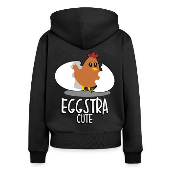 Hühner Ei Eier Hühnerei Huhn - Frauen Premium Bio Zip Hoodie - Schwarz - Hinten - Julia (174cm)