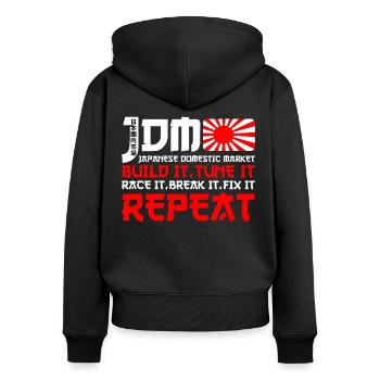 JDM Motorsport Auto Tuning Automobile - Sweat à capuche zippé Premium bio Femme - noir - Dos - Julia (174cm)
