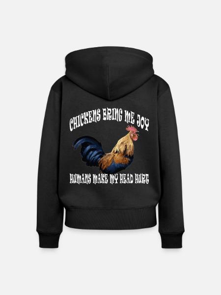 Hühner Farm - Frauen Premium Bio Zip Hoodie - Schwarz