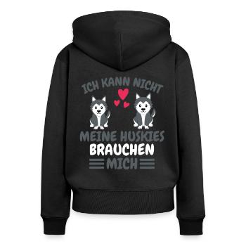 Hunde Hundebesitzer Lustiges Geschenk Husky - Frauen Premium Bio Zip Hoodie - Schwarz - Hinten - Julia (174cm)