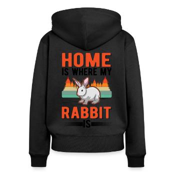 La maison est l’endroit où mon lapin est lapin lapin - Sweat à capuche zippé Premium bio Femme - noir - Dos - Julia (174cm)