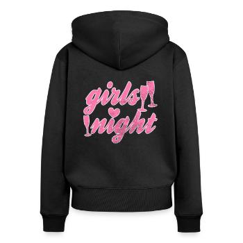 Soirée entre filles - Sweat à capuche zippé Premium bio Femme - noir - Dos - Julia (174cm)