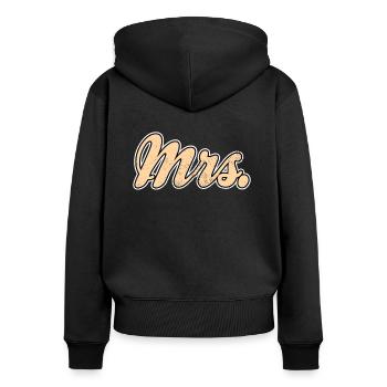 Mr Mrs Teamshirt - Frauen Premium Bio Zip Hoodie - Schwarz - Hinten - Julia (174cm)