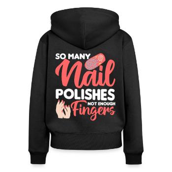Nagellack Nageldesign Manicure Nagelstudio Nägel - Frauen Premium Bio Zip Hoodie - Schwarz - Hinten - Julia (174cm)