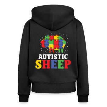 Autismus Autistic Sheep Autism Awareness - Frauen Premium Bio Zip Hoodie - Schwarz - Hinten - Julia (174cm)