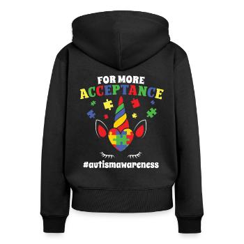 Autismus For More Acceptance Autism Awareness - Frauen Premium Bio Zip Hoodie - Schwarz - Hinten - Julia (174cm)