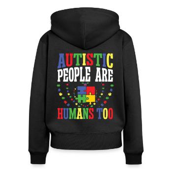 Autisme Personnes autistes Humains Sensibilisation à l’autisme - Sweat à capuche zippé Premium bio Femme - noir - Dos - Julia (174cm)