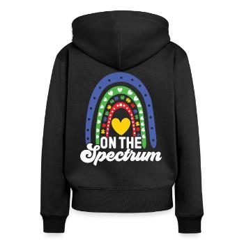 Autismus On The Spectrum Sensibilisation à l’autisme - Sweat à capuche zippé Premium bio Femme - noir - Dos - Julia (174cm)
