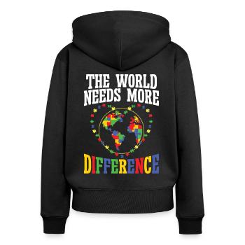 Autismus World Needs Difference Autism Awareness - Women's Premium Organic Zip Hoodie - black - Back - Julia (174cm)