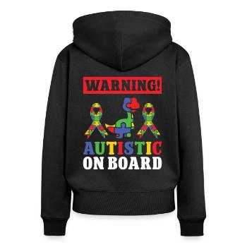 Autismus Autistic On Board Autism Awareness - Sweat à capuche zippé Premium bio Femme - noir - Dos - Julia (174cm)