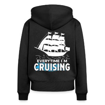 Capitaine chaque fois que je navigue en bateau de croisière - Sweat à capuche zippé Premium bio Femme - noir - Dos - Julia (174cm)