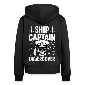 Captain Ship Captain Undercover Ship Boat Sailing - Women's Premium Organic Zip Hoodie - black - Back - Julia (174cm)