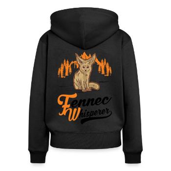 Fennec Whisperer Fennec Renard du désert - Sweat à capuche zippé Premium bio Femme - noir - Dos - Julia (174cm)