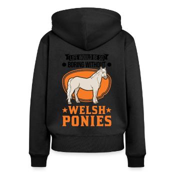 Cavalier de poney gallois - Sweat à capuche zippé Premium bio Femme - noir - Dos - Julia (174cm)