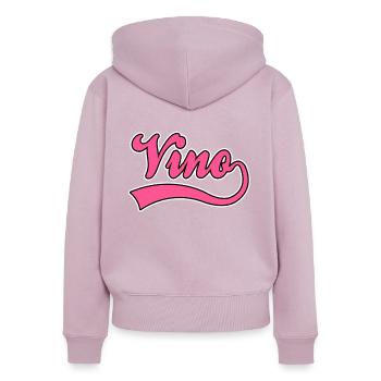 Wein Vino Schriftzug - Frauen Premium Bio Zip Hoodie - Altrosa - Hinten - Julia (174cm)