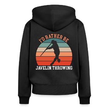 Rather Be Javelin Throwing - Frauen Premium Bio Zip Hoodie - Schwarz - Hinten - Julia (174cm)
