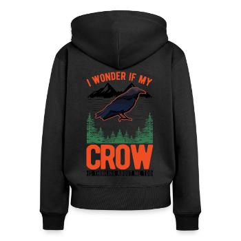 Crow Crow Crow Raven - Women's Premium Organic Zip Hoodie - black - Back - Julia (174cm)