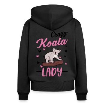 Verrückte Koala Frau - Frauen Premium Bio Zip Hoodie - Schwarz - Hinten - Julia (174cm)
