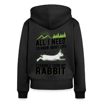 Kaninchen Geschenk Häschen Hase Kaninchen - Frauen Premium Bio Zip Hoodie - Schwarz - Hinten - Julia (174cm)