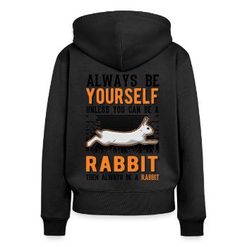 Lapin lapin lapin lapin - Sweat à capuche zippé Premium bio Femme - noir - Dos - Julia (174cm)