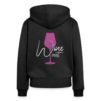 drôle de dicton de vin - Sweat à capuche zippé Premium bio Femme - noir - Dos - Julia (174cm)