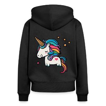 Cute magic unicorn for kindergarten and school - Women's Premium Organic Zip Hoodie - black - Back - Julia (174cm)