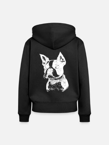Boston Terrier - Frauen Premium Bio Zip Hoodie - Schwarz