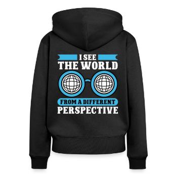 Blindheit World From Different Perspective Blinde - Frauen Premium Bio Zip Hoodie - Schwarz - Hinten - Julia (174cm)