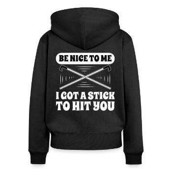 Blindheit Be Nice To Me Blindness Awareness - Frauen Premium Bio Zip Hoodie - Schwarz - Hinten - Julia (174cm)