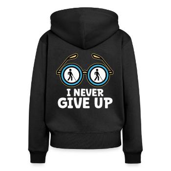 Blindheit I Never Give Up Blindness Awareness - Women's Premium Organic Zip Hoodie - black - Back - Julia (174cm)