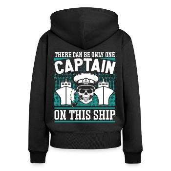 Capitaine Un seul capitaine sur ce bateau de navire - Sweat à capuche zippé Premium bio Femme - noir - Dos - Julia (174cm)