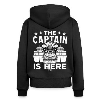 Captain The Captain is Here Ship Boat Sailing - Women's Premium Organic Zip Hoodie - black - Back - Julia (174cm)