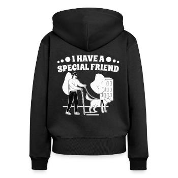 Blindheit Special Friend Blindness Awareness - Frauen Premium Bio Zip Hoodie - Schwarz - Hinten - Julia (174cm)